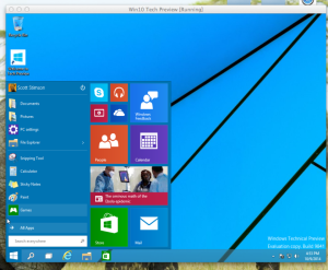 windows 10 desktop + Start menu